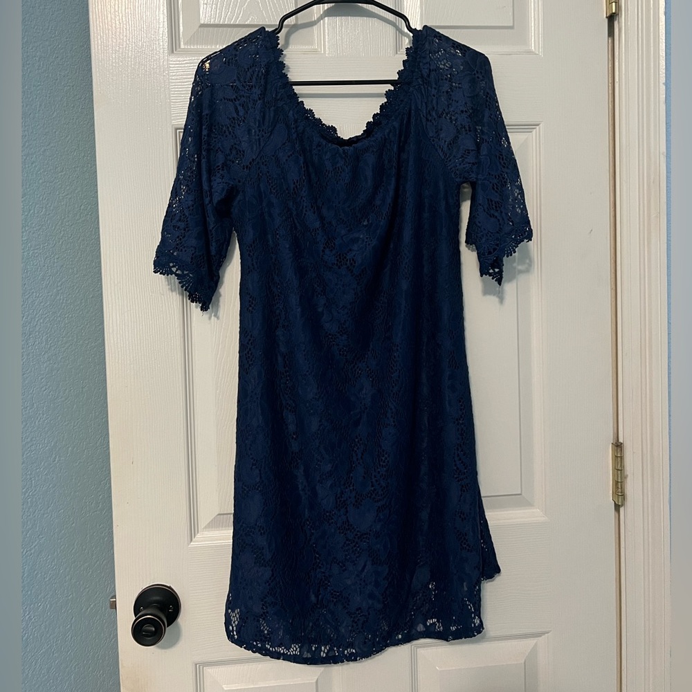 Women’s blue two layer patterned dress